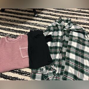 American eagle flannel/leggings bundle M/L